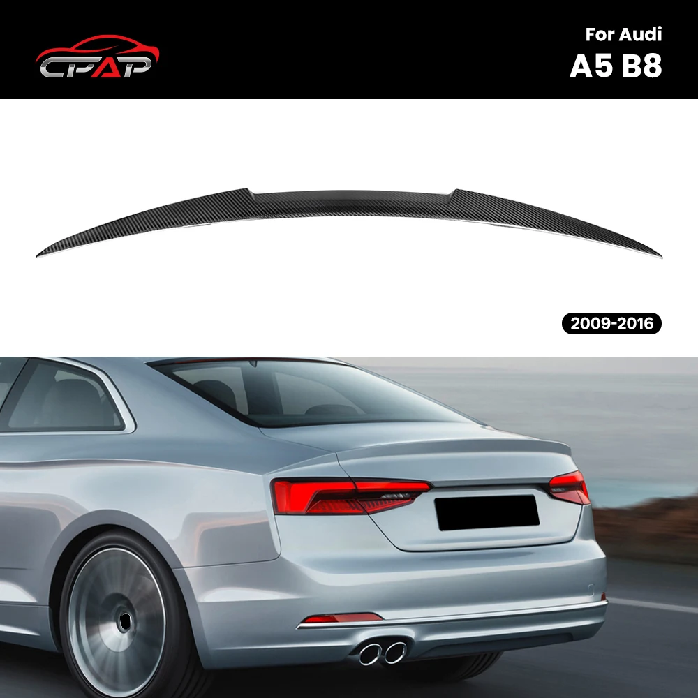 

Real Dry Carbon Fiber Rear Trunk Roof Spoiler Boot Wing For Audi A5 B8 Sedan M4 Style 2009-2016 Car Exterior Accessories