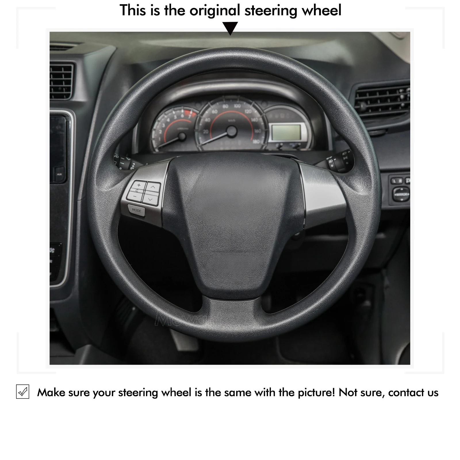 Mewant Black Real Genuine Leather Car Steering Wheel Cover for Toyota Avanza Calya Rush Daihatsu Sigra