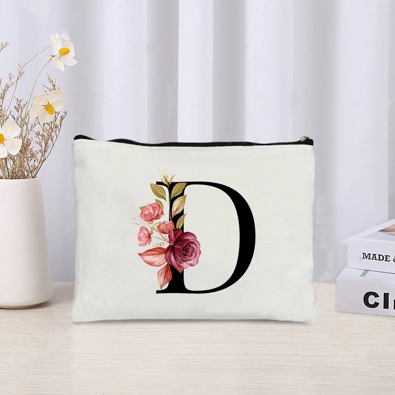 Trendy Letters Cosmetic Bag Luxury Wedding Bridesmaid Gifts Handbag Eco Canvas Makeup Bag for Ladies Toilet Wash Pouch Purse