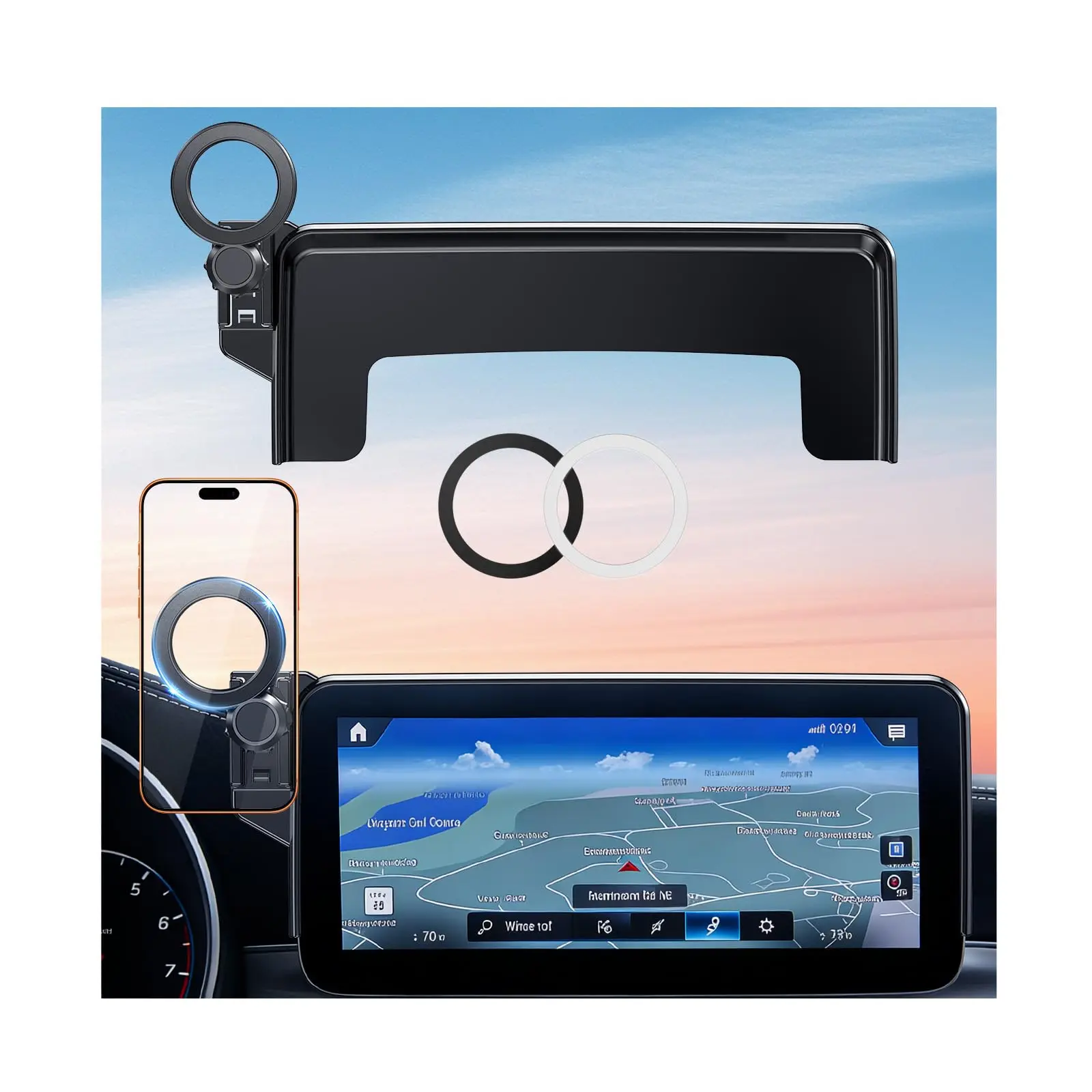 

Car Phone Holder For Kia Sportage 2023-2025 12.3 Inch Screen Magnetic Mount 360° Rotation Compatible With MagSafe