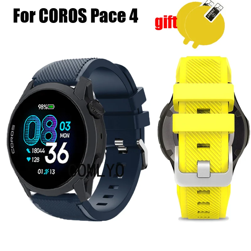 

3 в 1 для COROS PACE 4, умные часы с ремешком для женщин и мужчин, силиконовый браслет, спортивный ремень, защитная пленка для экрана