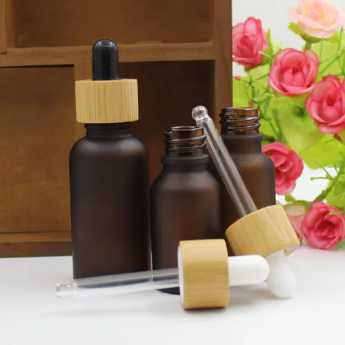 Imagen 2 del producto Tubos de 5-100ML, gotero verde esmerilado, líquido de aromaterapia para aceite de masaje esencial, pipeta, botellas rellenables, tapa de madera