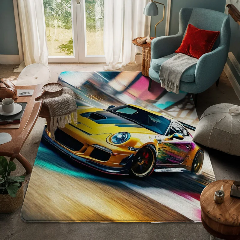 

Modern Nordic Living Room Floor Mat Car Theme Illustration Door Mat Home Decoration Aesthetic Carpet 80x120cm