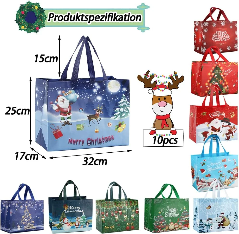 أكياس هدايا عيد الميلاد ذات الألوان العشوائية، أكياس تخزين التسوق لعيد الميلاد، أكياس حمل عيد الميلاد، أكياس هدايا قابلة لإعادة الاستخدام، حقيبة تسوق قابلة للطي #3