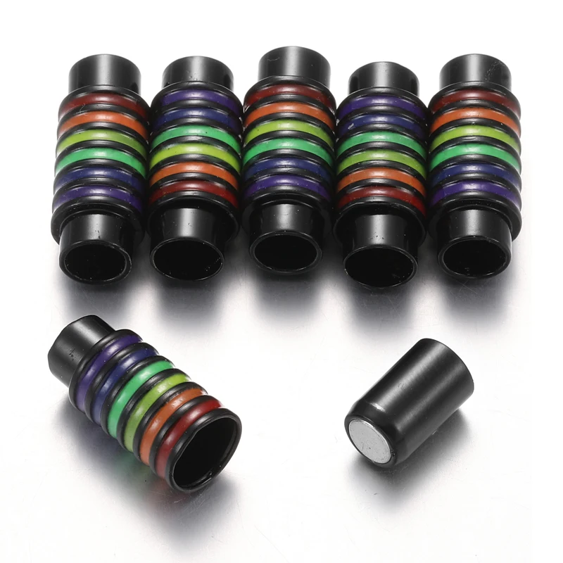 2 قطعة 6 مللي متر حفرة الذهب الأسود النحاس قوس قزح المشابك المغناطيسية ل سوار موصلات الجلود الحبال أساور مجوهرات بمناسبة W409 #5