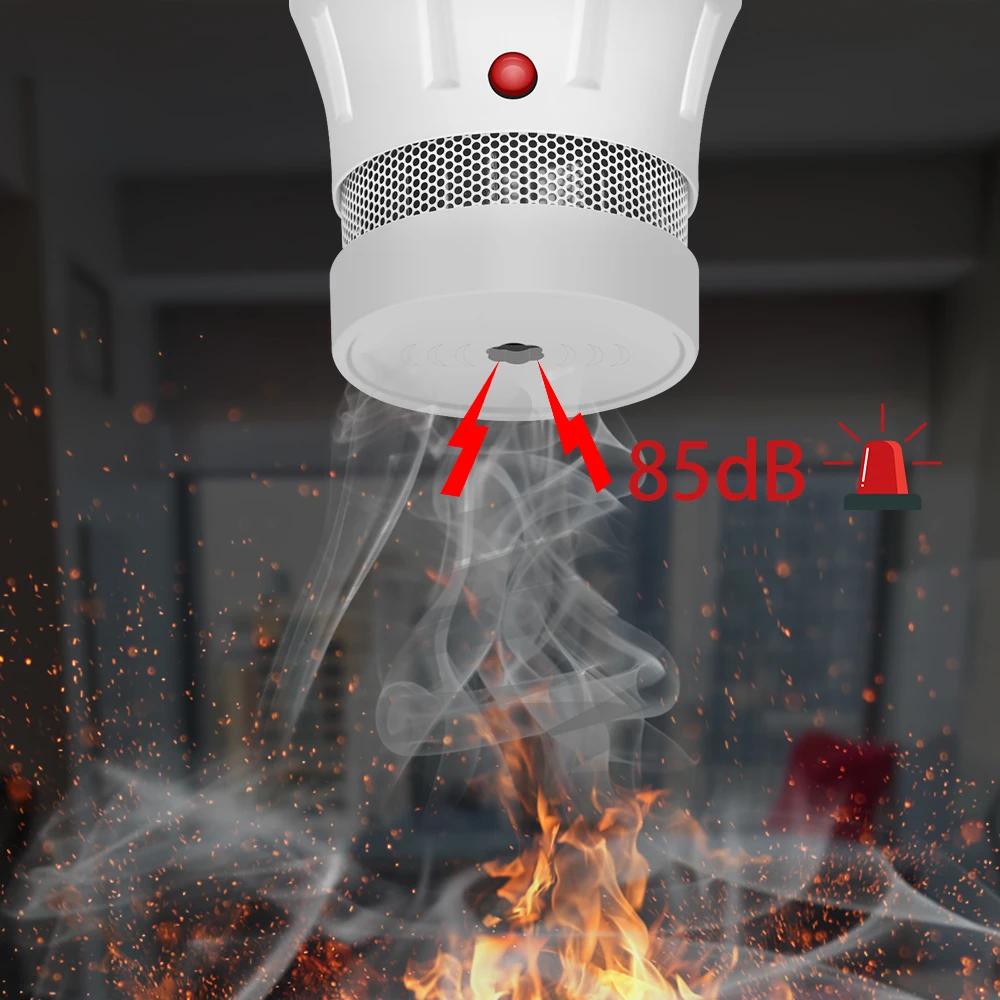 CPVAN Fire Smoke Detector 10 Years battery Home Security Independent Smoke Alarm Sensor 85dB Safety protection System Fire Alarm