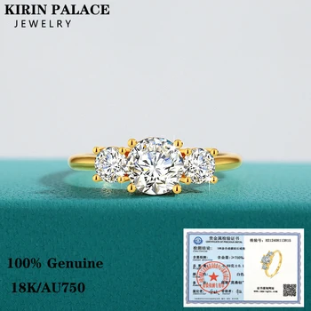 3 หิน Moissanite แหวน 14K 18K 925 เงินสีเหลืองทองจริงผู้หญิง Band เครื่องประดับหมั้น Handmade งานแต่งงานของขวัญขายส่ง