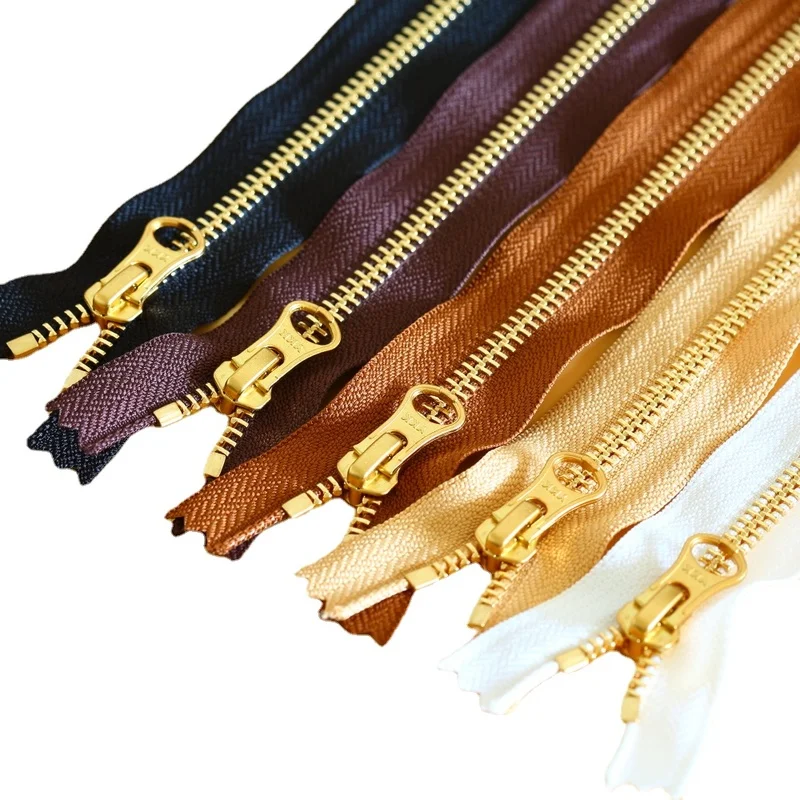 

20pcs/lot Luxury 5# 20cm To 50cm YKK Metal Zipper Everbright Gold Copper Close End Leather Handbag Boots Craft Sewing Accessory