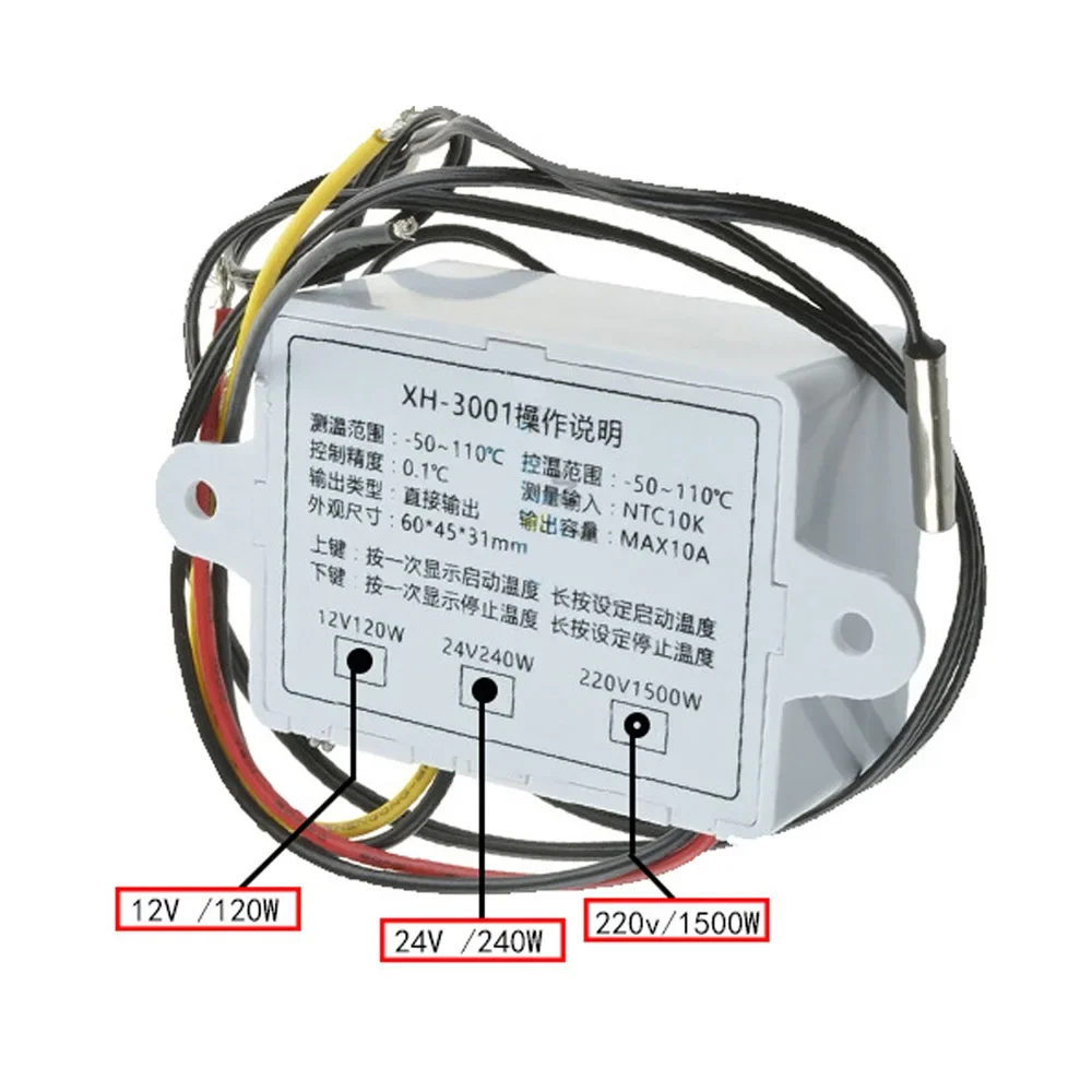 Controlador de Temperatura Digital, Termostato, Termorregulador, Aquário, Incubadora, Aquecedor de Água, Regulador Temp, W3001, 110V, 220V, 12V, 24V