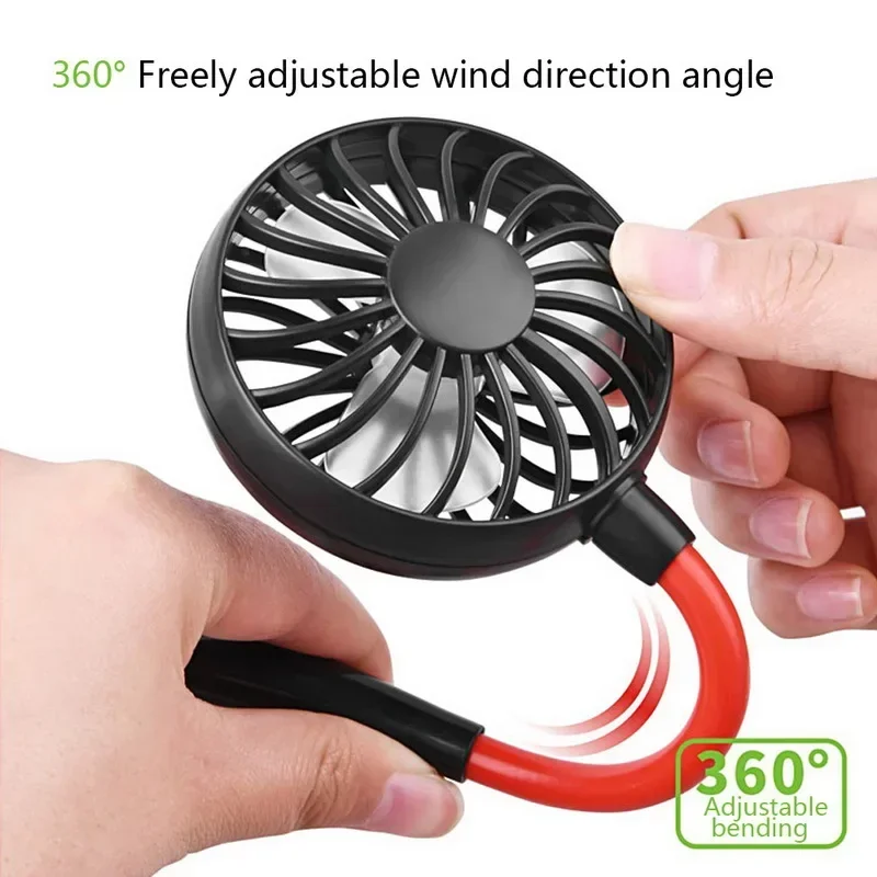 2000mA Bureau Hand Airconditione Mini Usb Draagbare Ventilator Handsfree Neck Fan Oplaadbare Batterij Kleine Draagbare Sport Fan