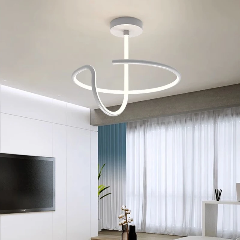 

BOSSEN modern LED ceiling pendant light living room bedroom dining room round white/gold/black acrylic ceiling light.