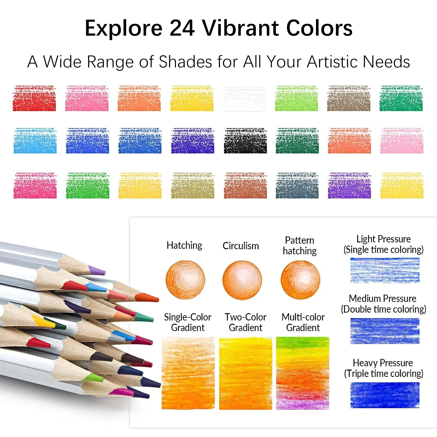 24/36/48/50/72/120 Colored Pencils Set,Soft Core Vibrant for  Shading Coloring Layering Blending,Ideal Art Supplies for Adults