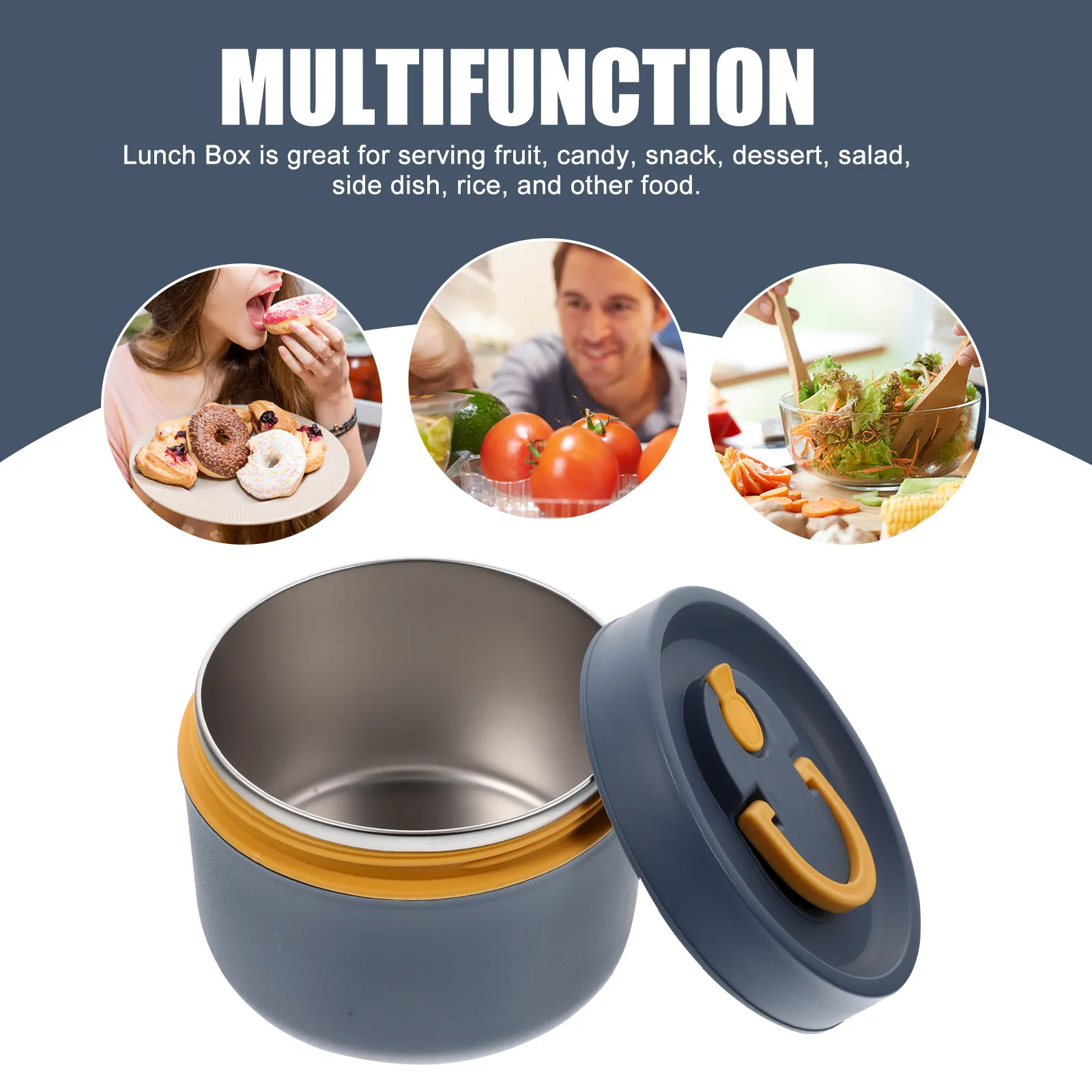 Thermal Bento Box Leakproof Portable Lunch Box Large Capacity for Office Home School Adults Reusable Meal Container