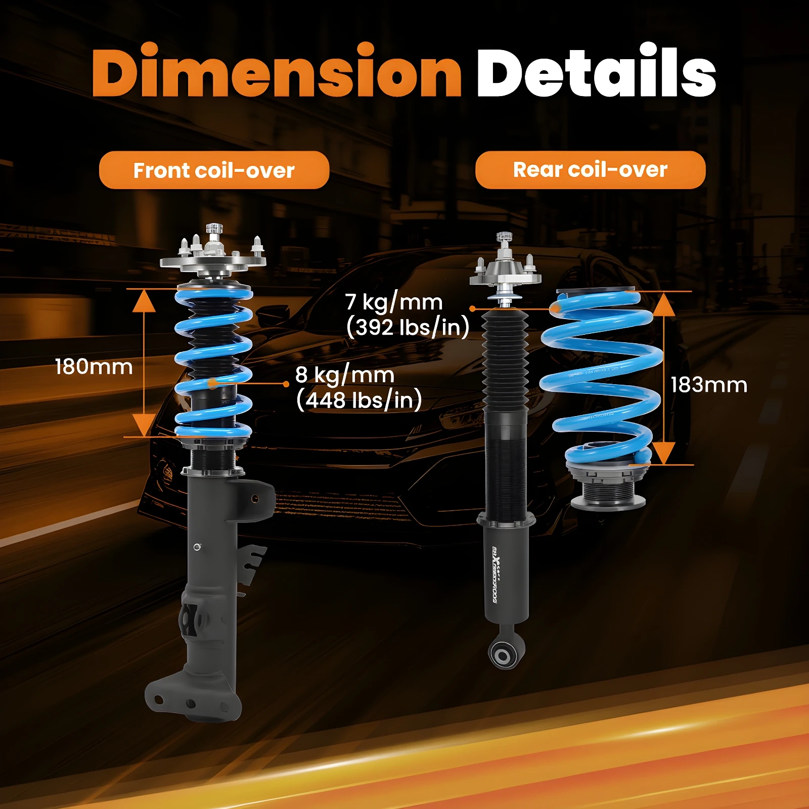 

Spring Shock Absorber Damping Adjustable Coilovers For BMW 3 Series E36 2-door
