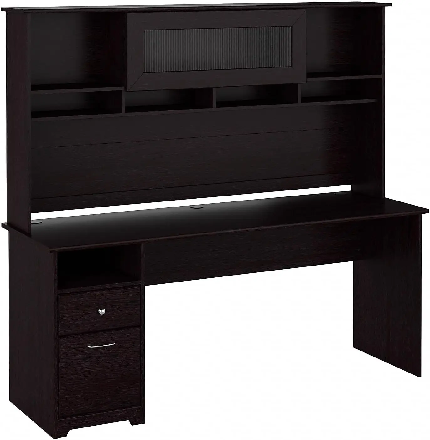 Bush Furniture Cabot 72W Computer Desk With Hutch And Drawers In Espresso Oak