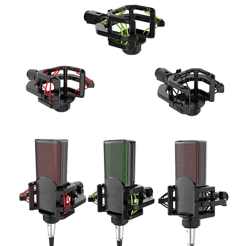 جهاز تثبيت صدمات الميكروفون مع فلتر ميكروفون ، الزجاج الأمامي ، تقليل الضوضاء ، شاشة مضادة للاهتزاز ، مستقرة ، سهلة التركيب ، سوداء
