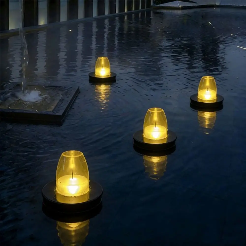 Waterproof Floating Candle Light Buoyant Luminous Buoyant Luminous Water Decor Simulated Flame Amber Cover
