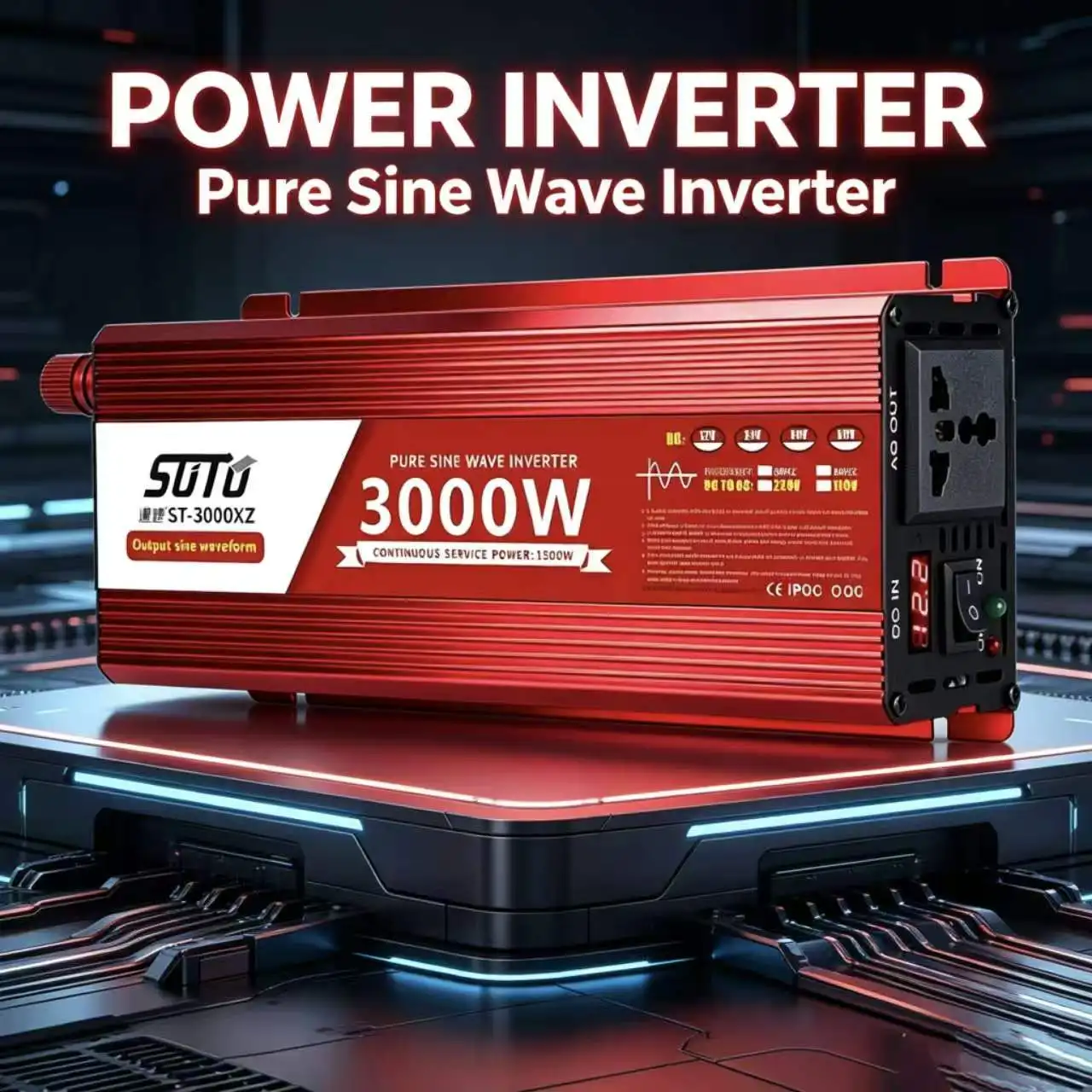 

Inverter 12v 220v Pure Sine Wave 3000W DC 12v 24V To AC 220V Portable Power Supply Converter Car Solar Inverter Universal