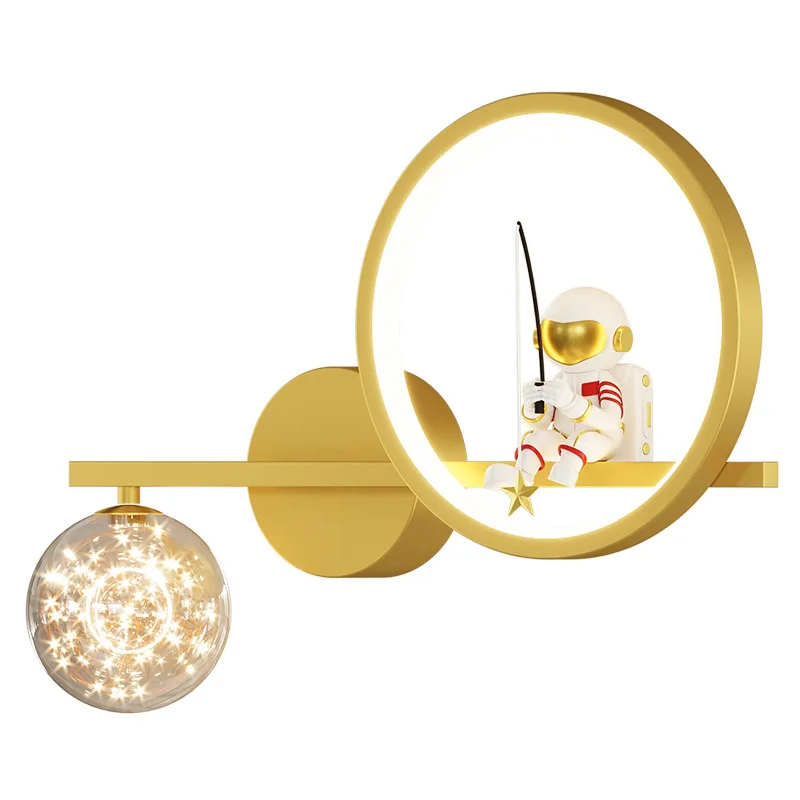 Nordic Creative Cartoon Astronaut Starry Sky Ball Wall Lamp for Children's Room Bedside Lamp Boys Girls Hallway Lighting