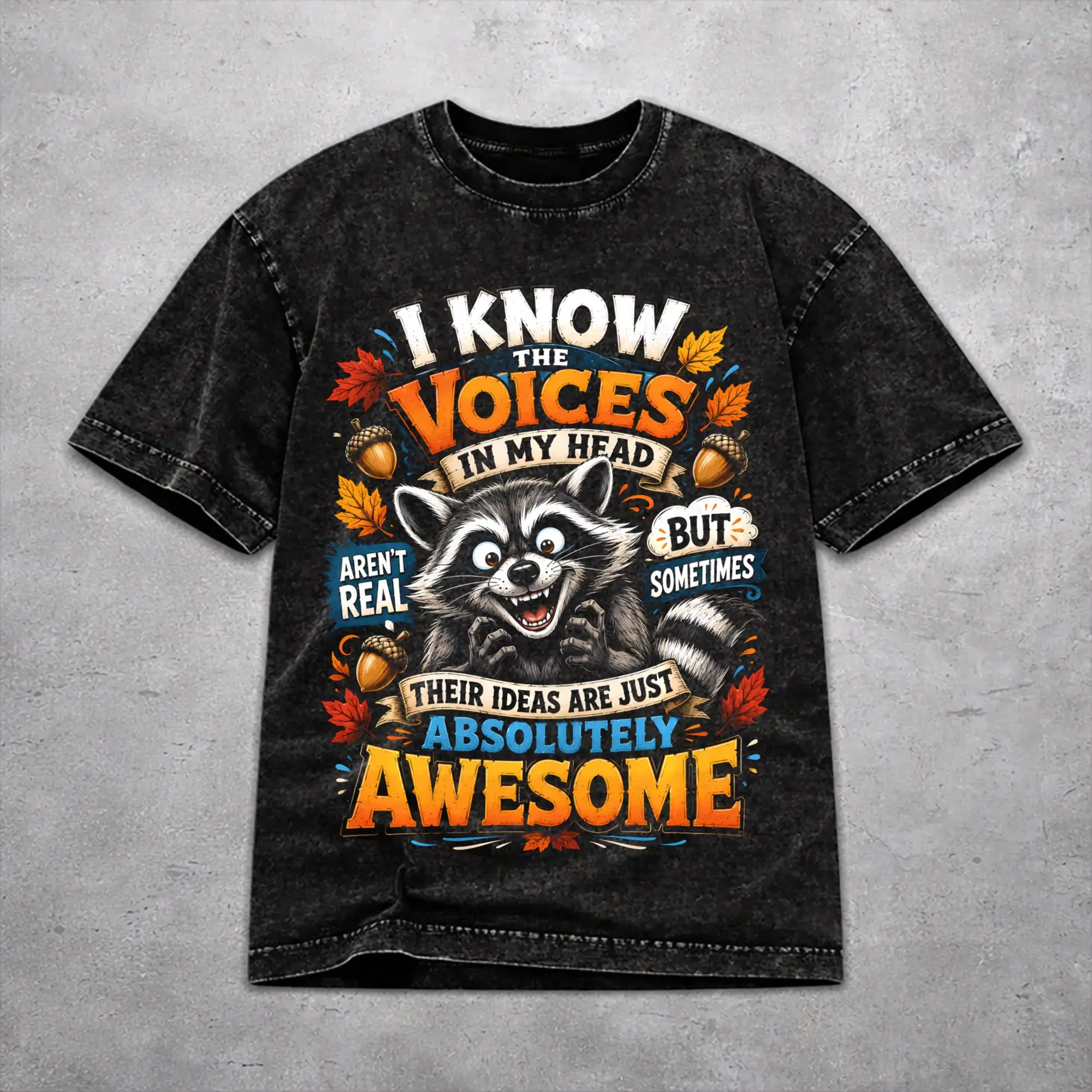 Men Women Harajuku Washed T-shirts I KNOW THE VOICES AREN'T REAL Print Shirt Outfit Oversize  Tee Shirt