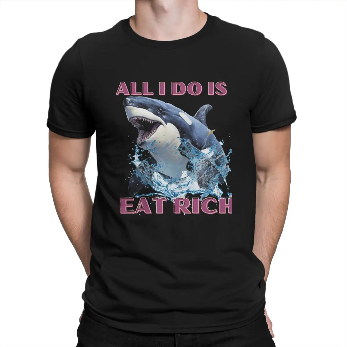 Orca Uprising T-Shirts for Men Sink The Rich Humor 100% Cotton Tee Shirt Crew Neck Short Sleeve T Shirts Summer Clothes