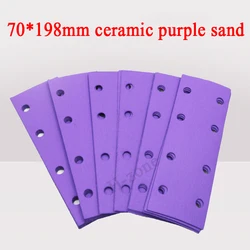 100Pcs 70*198mm square 8-hole dry sandpaper dust-free flocking self-adhesive car sheet metal putty putty sandpaper tool