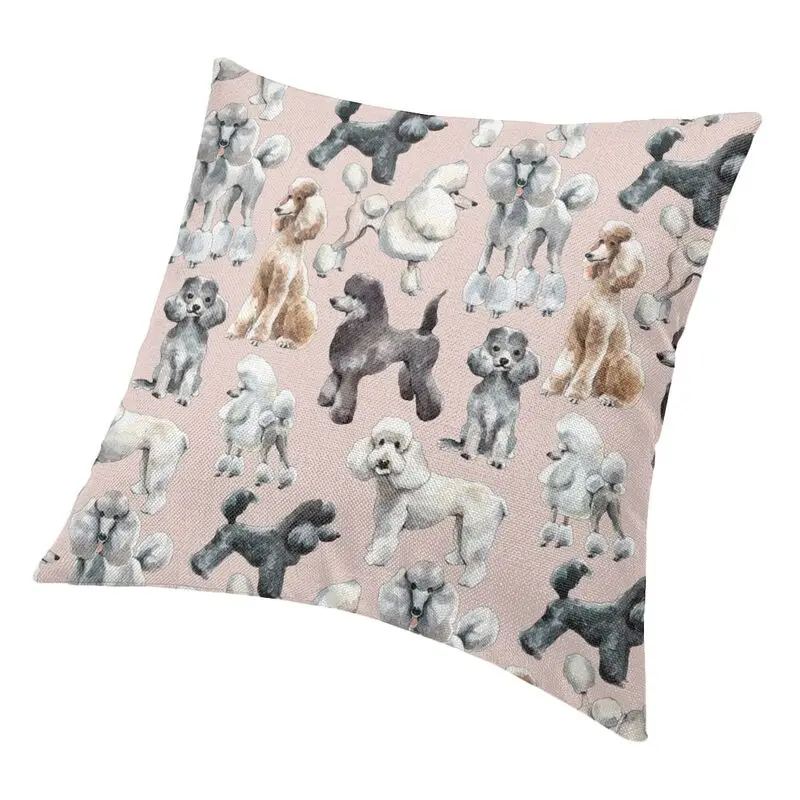 Cute Poodles Dog Throw Pillow Case 40*40cm for Living Room Pudel Caniche Sofa Chair Cushion Cover Square Pillowcover With Zipper