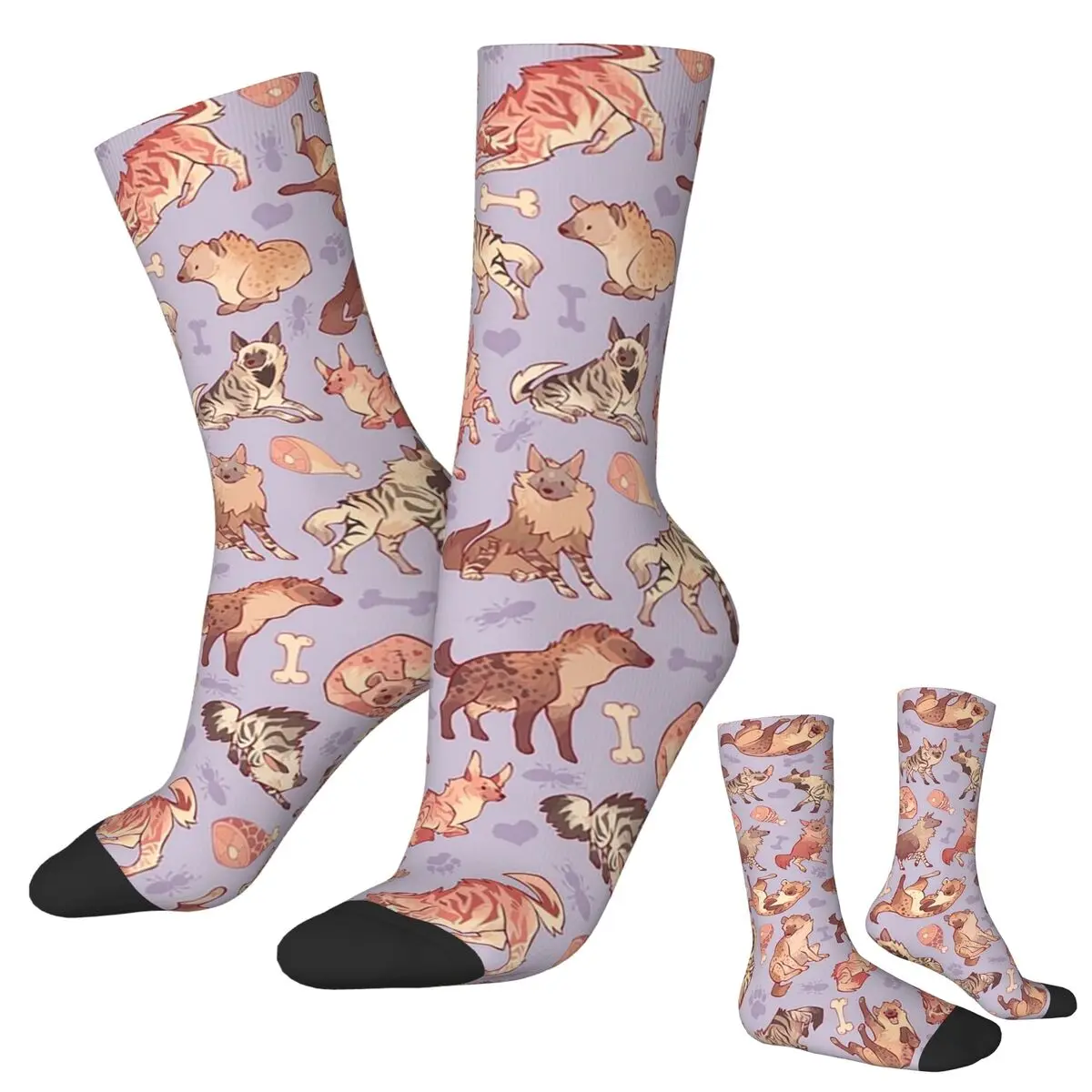 

Носки Hyenas In Lavende, супер мягкие чулки в стиле Харадзюку, всесезонные длинные носки, аксессуары для мужчин и женщин, подарок на день рождения