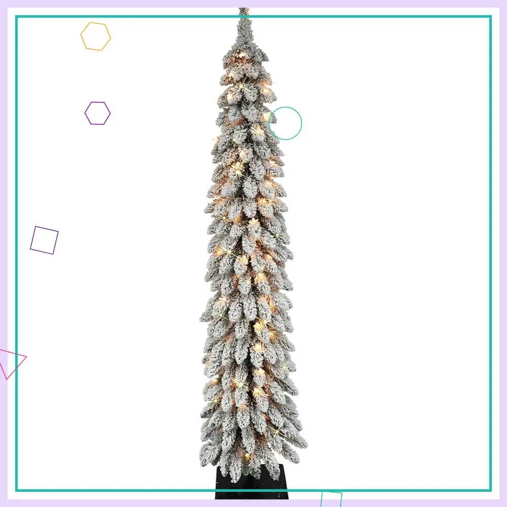 

5ft Snow Flocked Artificial Christmas Tree with 70 Pre-Lit Lights, Easy Assembly for Festive Holiday Decor