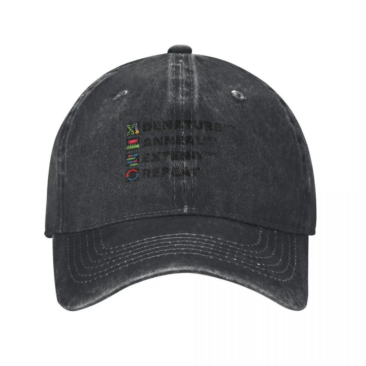 PCR Process Steps of Polymerase Chain Reaction Molecular Biology Science Baseball Cap hiking hat black Women Men's