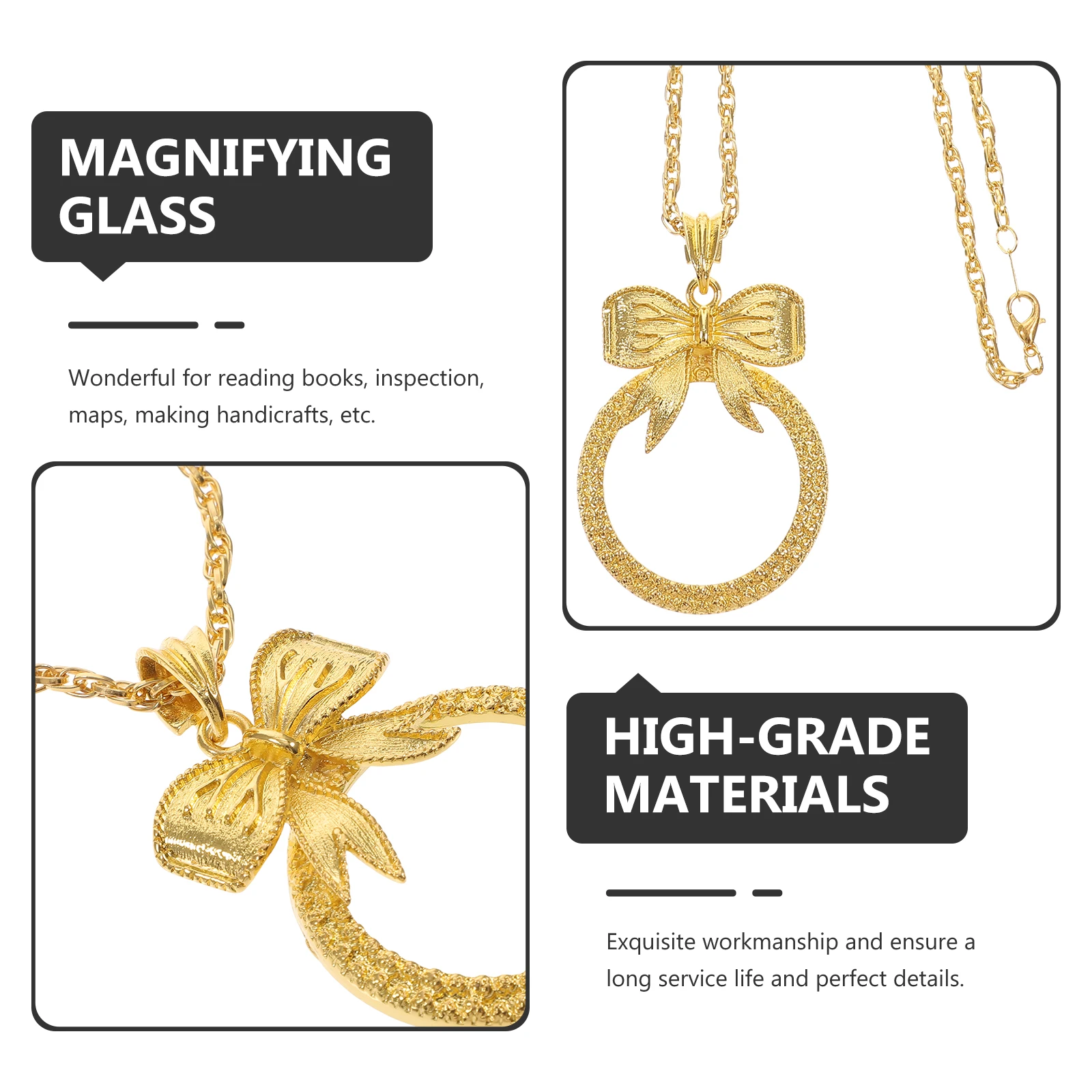 

Magnifier Necklace Glass Portable Lens Zinc Chain Portable Magnifier Elderly Optical Aid H Learning Tool