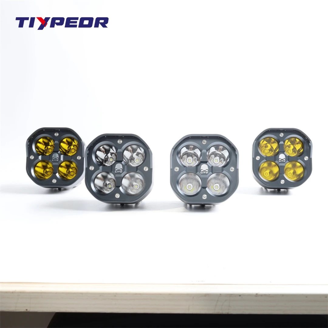 TIYPEOR 120W Motorcycle Spotlight 10-36V DC IP68 Waterproof Aluminum Alloy Spotlight/Floodlight Aluminum Alloy