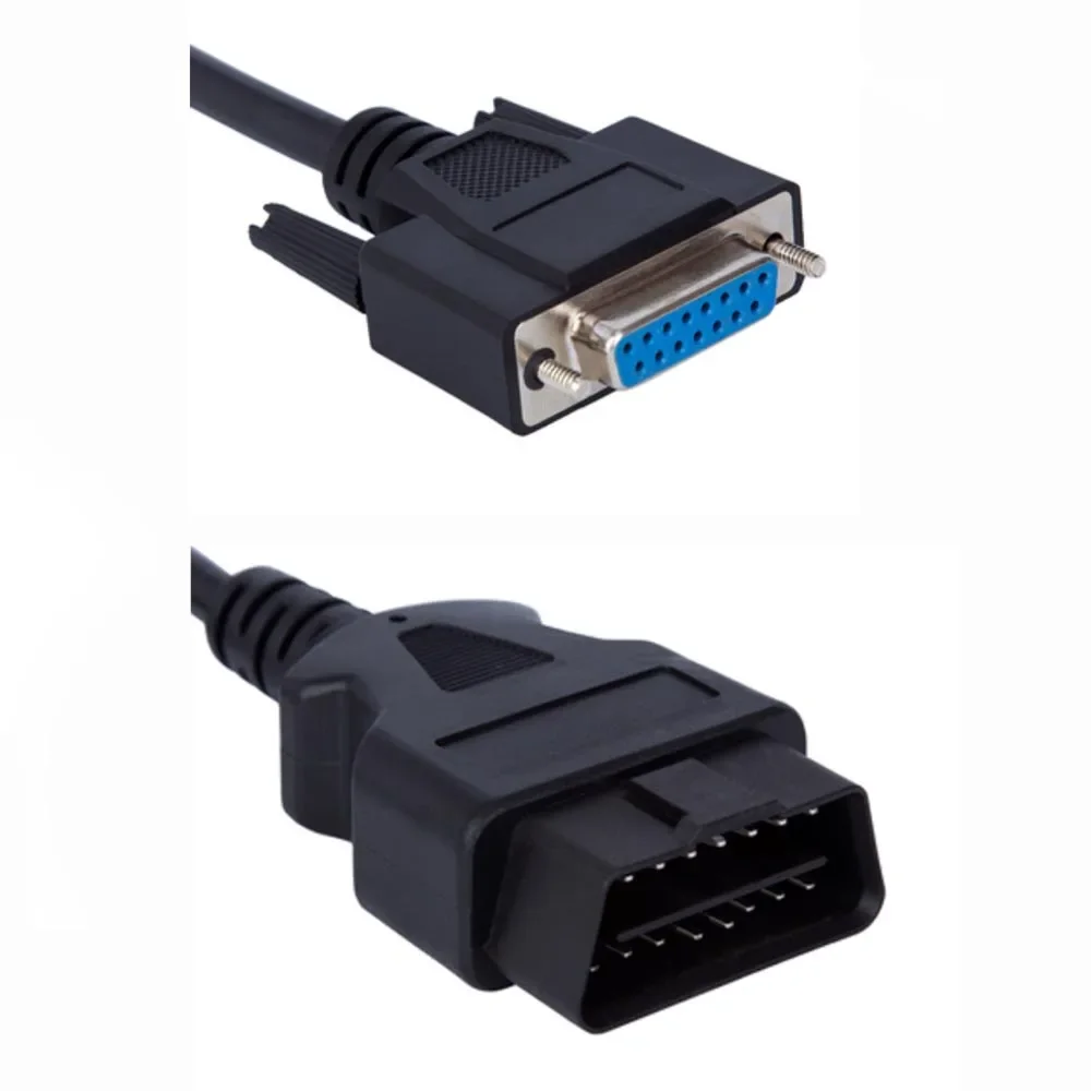 150CM OBD2 16Pin Male To DB15Pin Female DP 15PIN Cable OBD To DB15 Pin Female Interface 16 Pin Connection Car Extension Cable