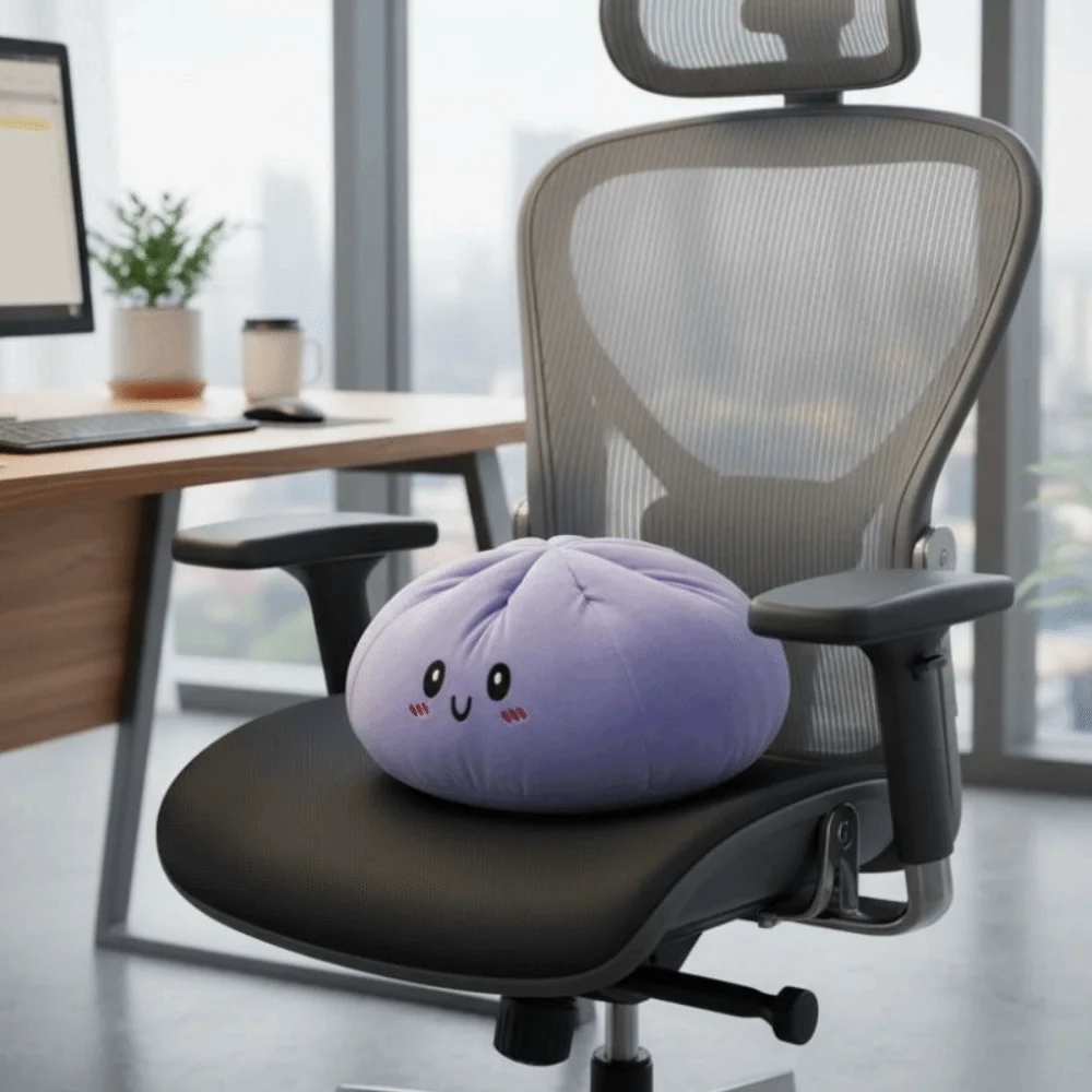 Cute Cartoon Steamed Buns Decorative Pillow Fleece Surface Soft Buns PP Cotton Filling Seat Cushion Adults