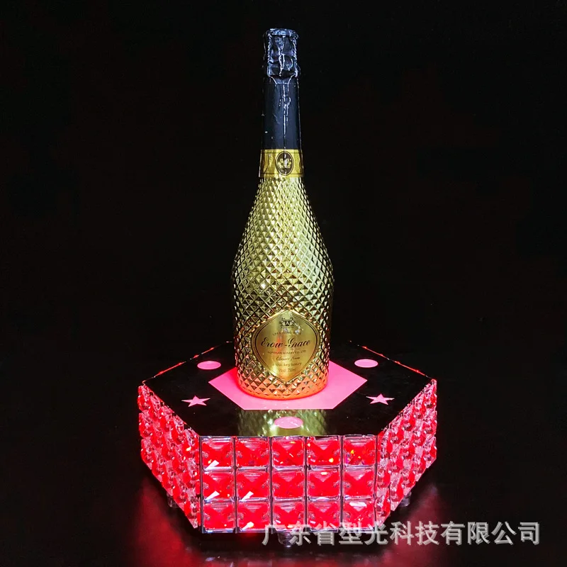 

Colorful diamond wine seat creative luminous LED holder red display stand KTV charging base