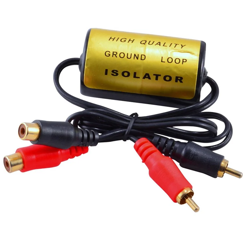 AEE7-RCA Audio Noise Filter Suppressor Ground Loop Isolator For Car And Home Stereo 2XRCA Male, 2XRCA Female With Car Audio