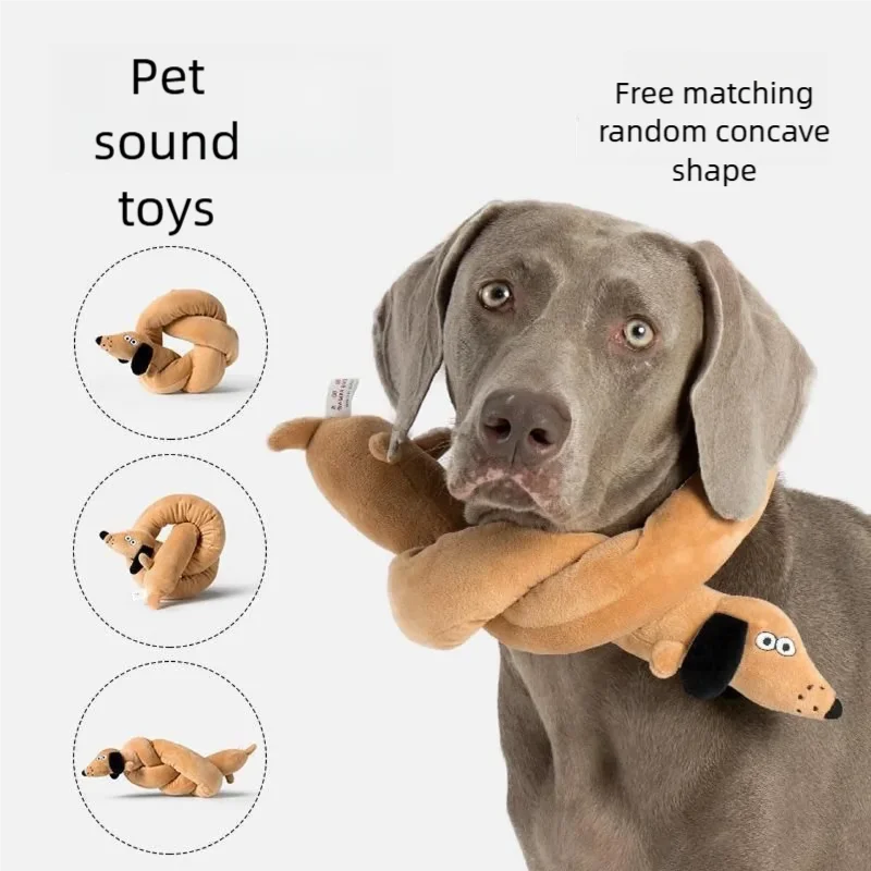 100CM Dackel-Spielzeug Kreatives Quietschendes Plüsch-Hundespielzeug Interaktives Kauspielzeug für Zahnreinigung und Spielspaß