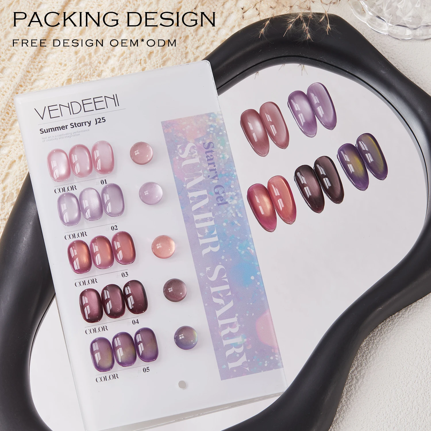 벤디니 뉴 패션 5 컬러 네일 폴리쉬 석류 캣츠 아이 퍼플 글라스 비즈 캣츠 아이 젤 네일 폴리쉬 15ML 병