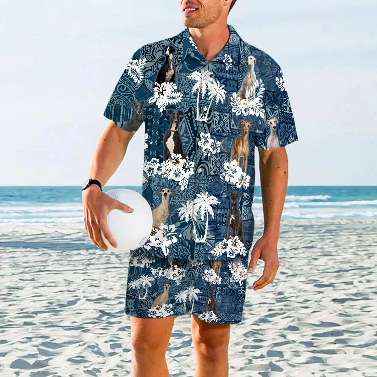 Shirt Summer Greyhound Hawaiian Set 3D Printed Hawaii Shirt + Beach Shorts Men For Women Funny Dog Clothes