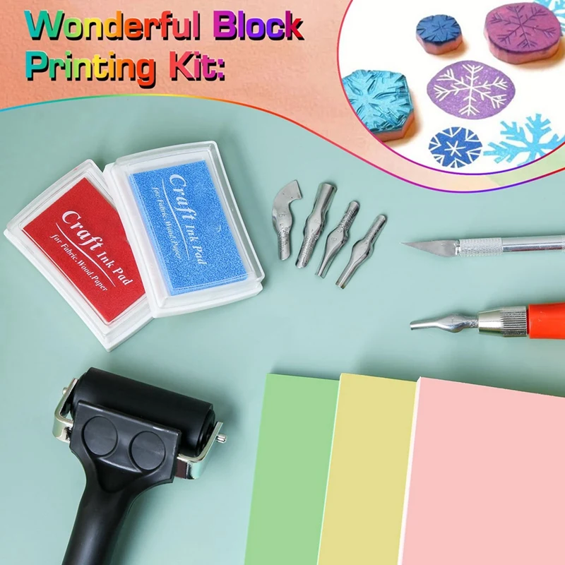 طقم صنع الطوابع المطاطية ، كتلة نحت ، قاطع مشمع ، حرفة ذاتية الصنع ، 22