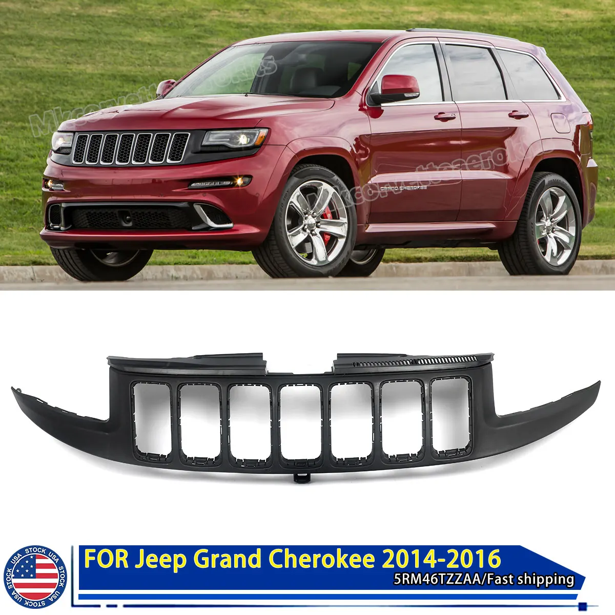 SAIQINGSP For Jeep Grand Cherokee 2014-2016 Front Grille Frame Direct Replacement Black Car Accessories Tools