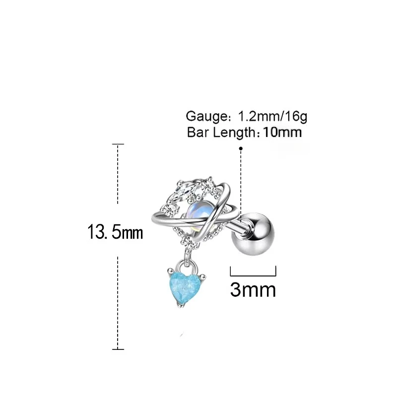 

1PC 16G Flat Back Labret Stud Stainless Steel CZ Cartilage Helix Tragus Conch Piercing Earrings Butterfly Flower Blue