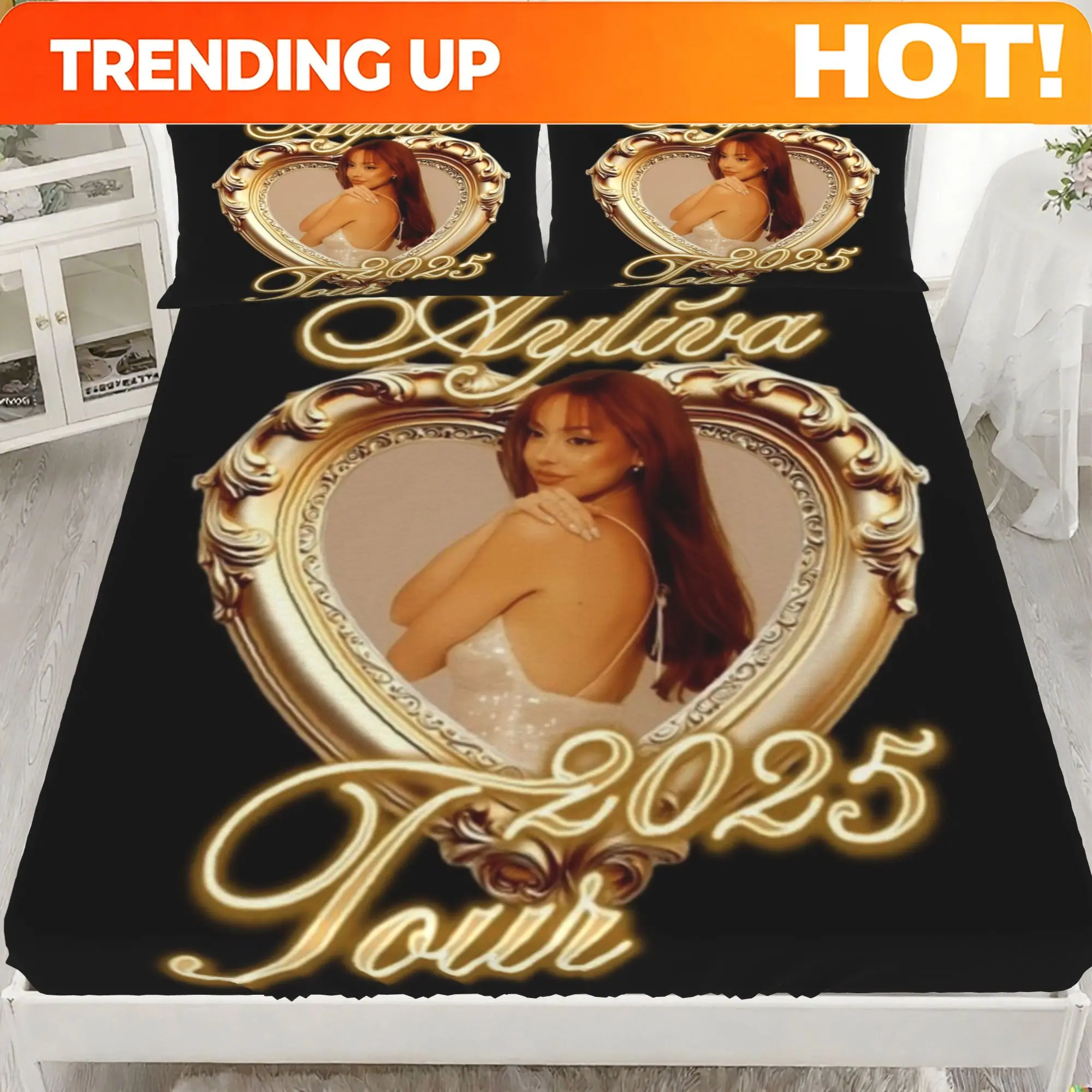 Customize Ayliva 3pcs fitted sheet bedding set includes matching pillowcases and sheet perfect for everyday bedroom refresh or g