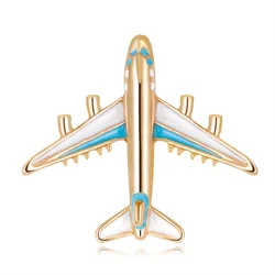 Alloy Airplane Brooch Pins For Women Men Enamel Red Blue Plane Luxury Brooch Badges For Clothes Suit Accessories Jewelry Gifts