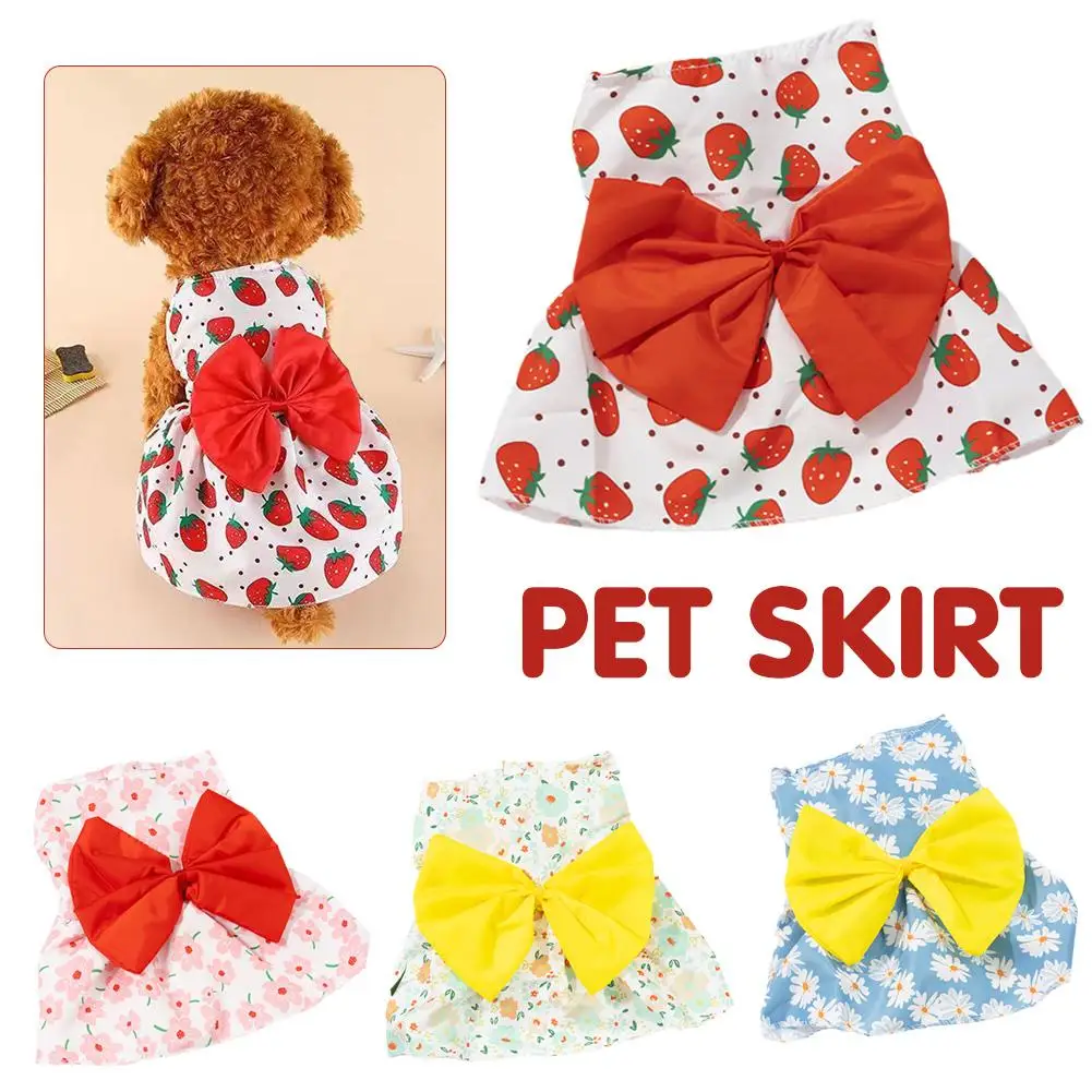 Pet Dress Pet Skirt Two-legged Sweat-absorbent Breathable Princess Floral Colorfast Style Closure Printing Dress Button Up Z1P4