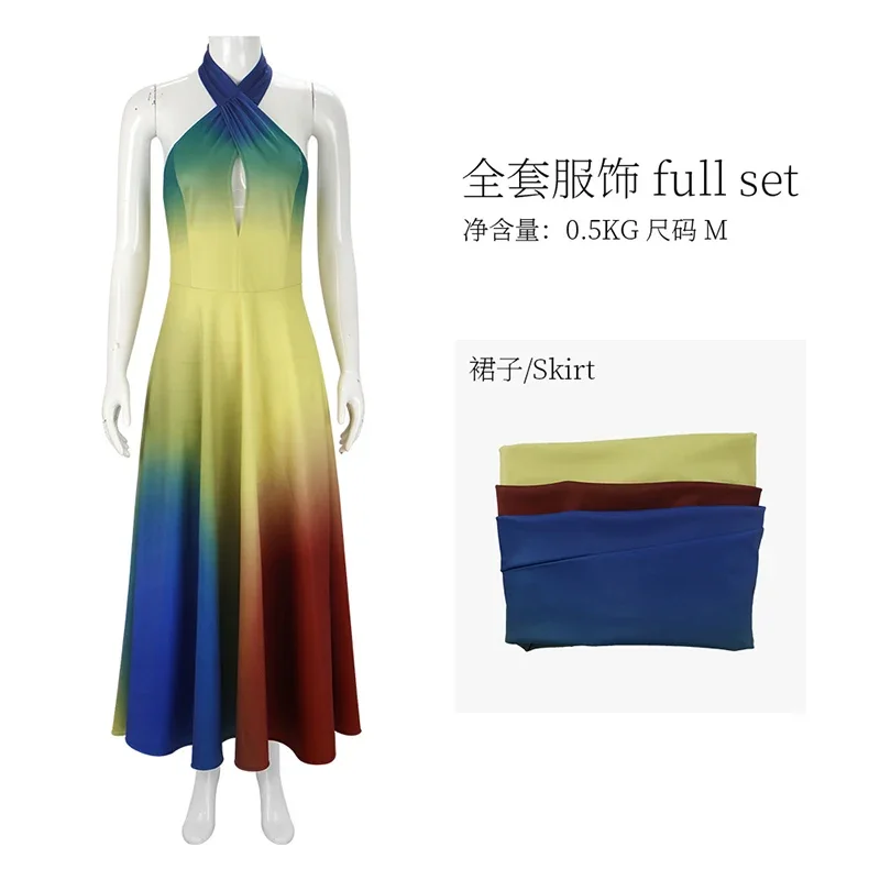 Robe dos nu Anime Kate Hudson, robes formelles colorées robe Maxi ombrée grande taille pour Costume d'halloween pour femme