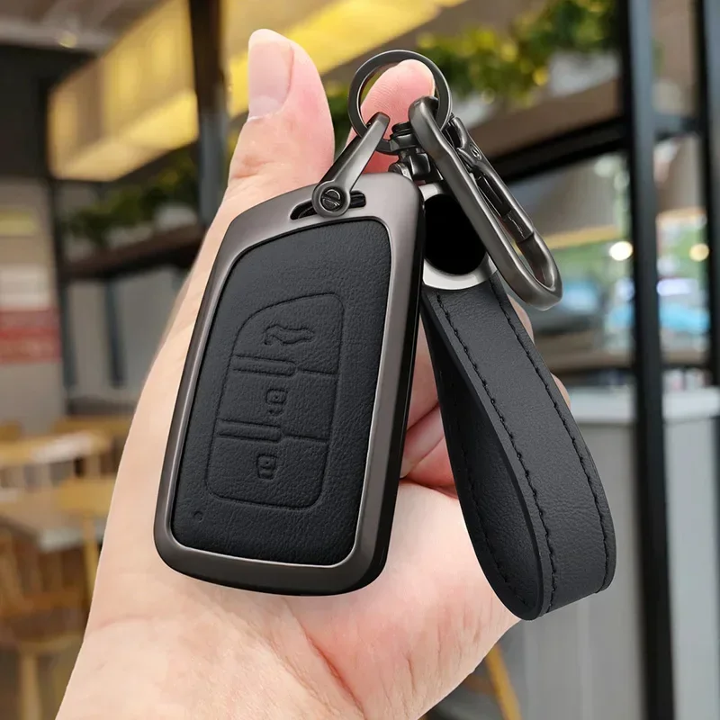 Fashion Zinc Alloy Leather Car Key Case Cover Fob For DongFeng DFM 580 370 S560 AX7 AX5 AX4 AX3 MX5 Auto Accessories Protector