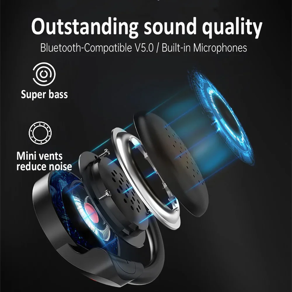 Wireless Headphones MP3 Over Ear Sports Bluetooth Earphones Soft Wrap Around Headphones with Mic Comfortable Foldable Headphones