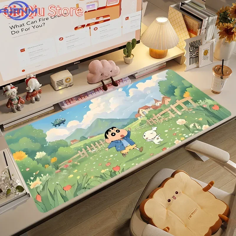 Cute Crayon Shin-chan Anime Mouse Pad, Rubber Non Slip Gaming Desk Mat, Lovely Countryside Scenery Cartoon Art Mouse Pad for Des