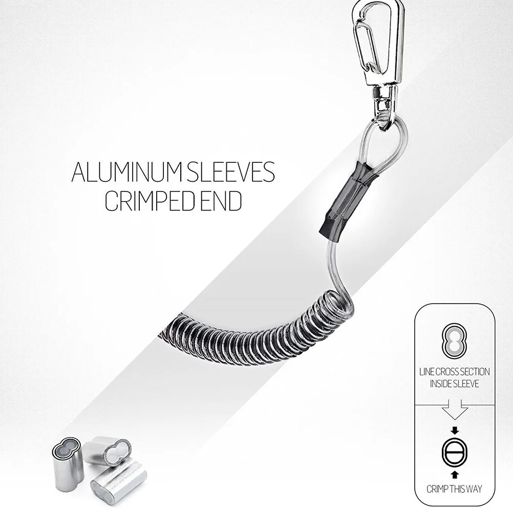 

6Pcs Spring Fishing Tether with Built-in Steel Wire PU Material Anti-Lost Rope for Fishing Climbing Sailing Outdoor Recreation